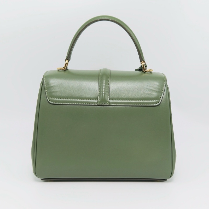 CELINE 酪梨綠金扣  soft16翻蓋手提斜背包22*18*9 98新配件塵袋鎖鑰匙-6