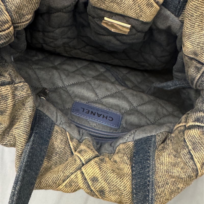 近全新CHANEL(香奈兒) 22Bag 帶手柄雙肩包 小號 29cm 牛仔藍 牛仔 晶片開 銀扣-7