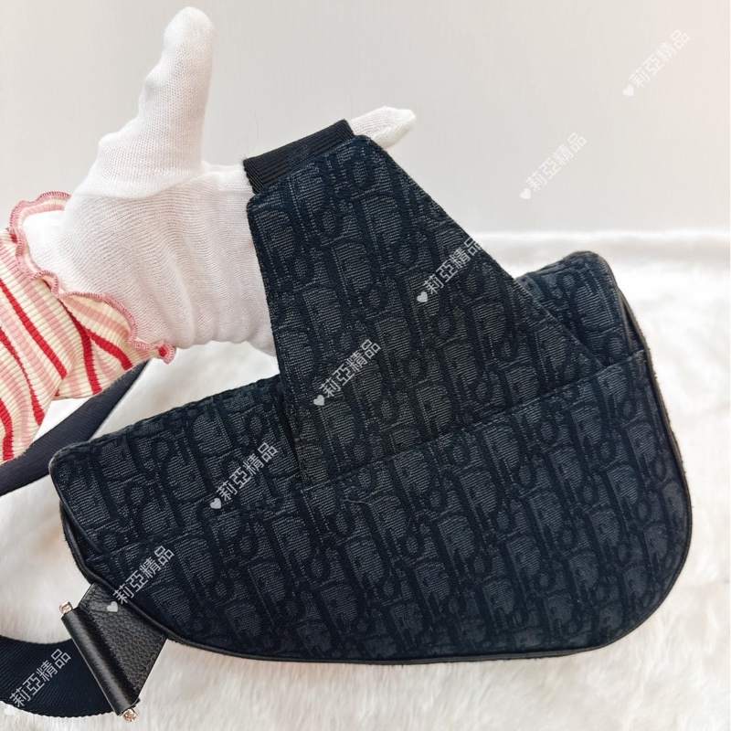 莉亞精品♡Dior黑老花馬鞍胸包 二手-9