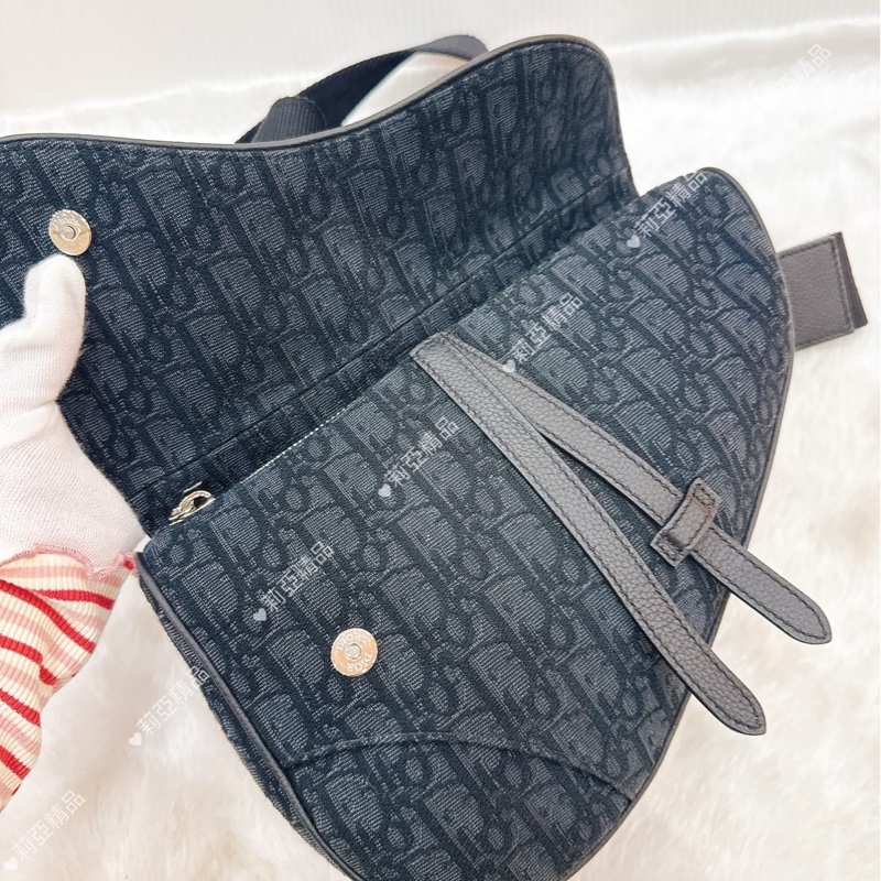 莉亞精品♡Dior黑老花馬鞍胸包 二手-10