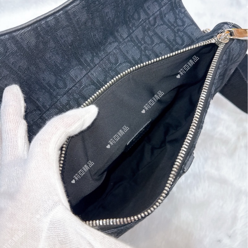 莉亞精品♡Dior黑老花馬鞍胸包 二手-13