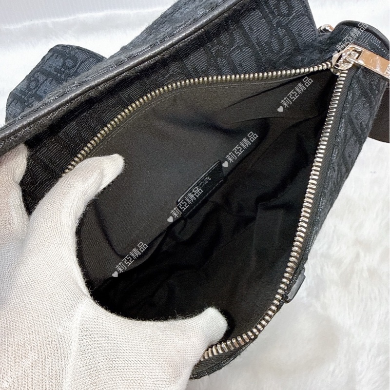 莉亞精品♡Dior黑老花馬鞍胸包 二手-14