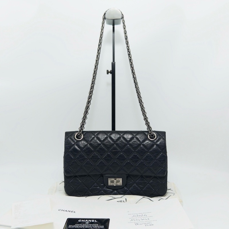 CHANEL黑銀2.55 小號肩背斜背鏈條包24*16*7.5 98新配件塵袋購證保卡-1