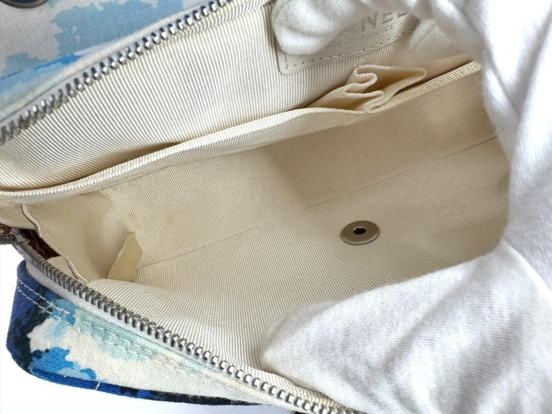 Chanel Vintage 2002 Canvas Surf Line Blue Medium Flap Bag-13