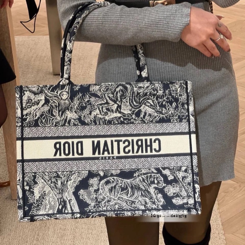 Dior book tote動物園 藍色刺繡藍色中號購物袋36x15x26 98新配件塵袋-0