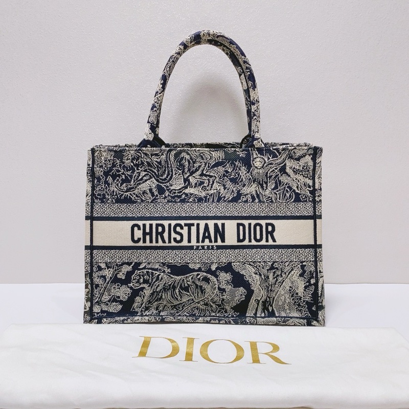 Dior book tote動物園 藍色刺繡藍色中號購物袋36x15x26 98新配件塵袋-1