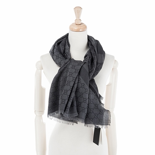 GUCCI 經典 GG 緹花 羊毛 蠶絲 混絲 直紋 雙色 流蘇 披肩 披巾 圍巾-12