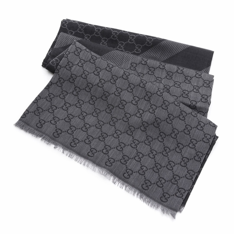 GUCCI 經典 GG 緹花 羊毛 蠶絲 混絲 直紋 雙色 流蘇 披肩 披巾 圍巾-14