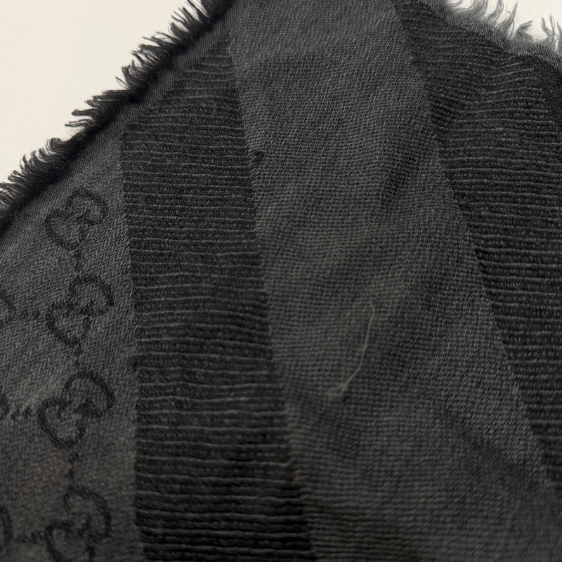 GUCCI 經典 GG 緹花 羊毛 蠶絲 混絲 直紋 雙色 流蘇 披肩 披巾 圍巾-33