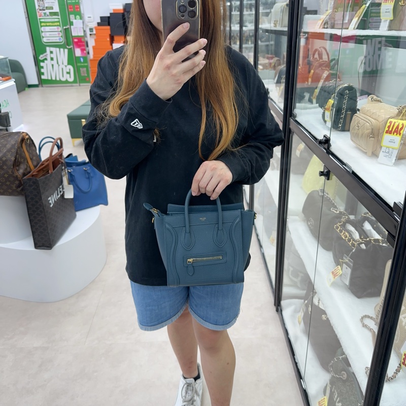 CELINE 深藍色笑臉包 Nano Size 單肩斜肩手提包-1