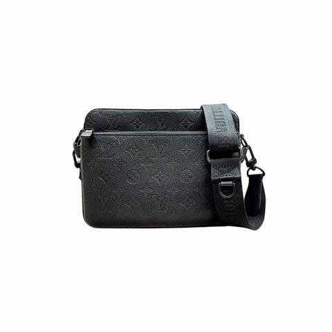 Louis Vuitton - 黑色牛皮壓紋Trio黑武士郵差包