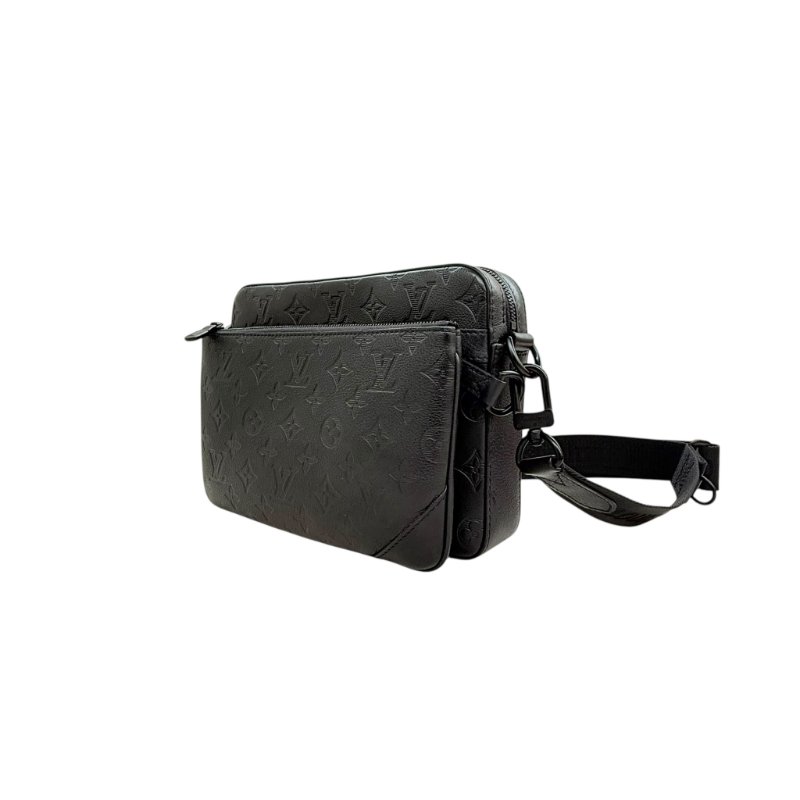 Louis Vuitton - 黑色牛皮壓紋Trio黑武士郵差包-2