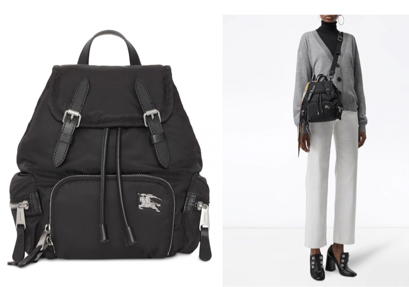 BURBERRY  THE RUCKSACK 黑色 尼龍 戰馬 LOGO mini 後背包 雙肩包 斜背包-2