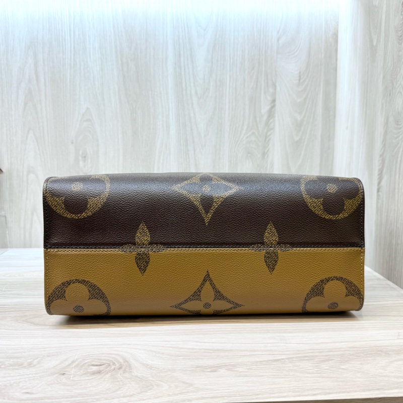 LV老花雙拼色onthego MM手提肩背托特包M45321-5