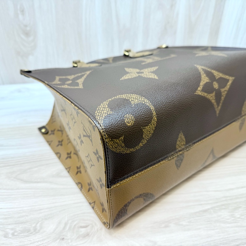 LV老花雙拼色onthego MM手提肩背托特包M45321-6