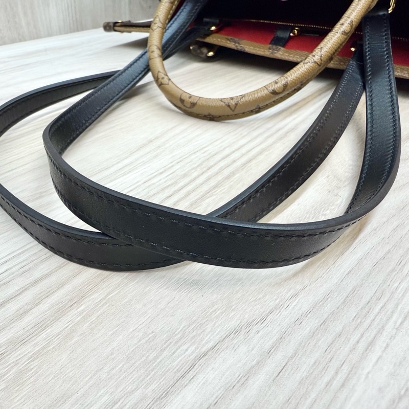 LV老花雙拼色onthego MM手提肩背托特包M45321-13