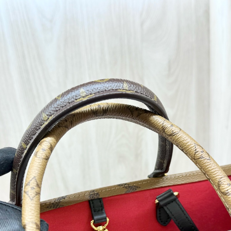 LV老花雙拼色onthego MM手提肩背托特包M45321-14