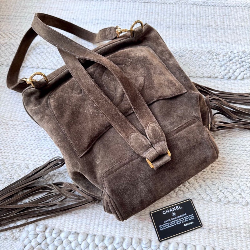 Chanel 麂皮流蘇雙肩包-2