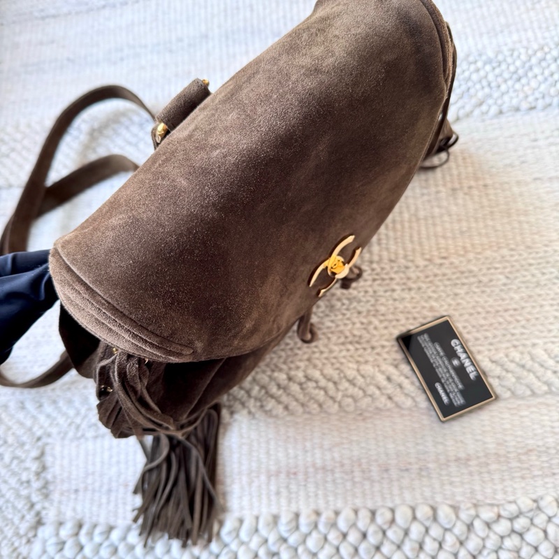 Chanel 麂皮流蘇雙肩包-4