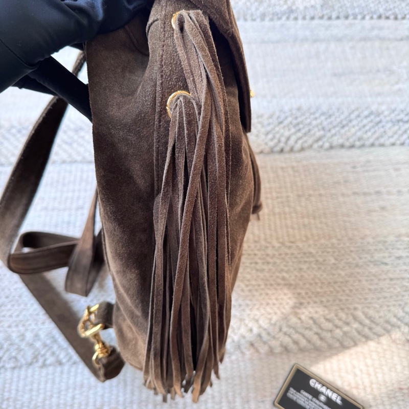 Chanel 麂皮流蘇雙肩包-7