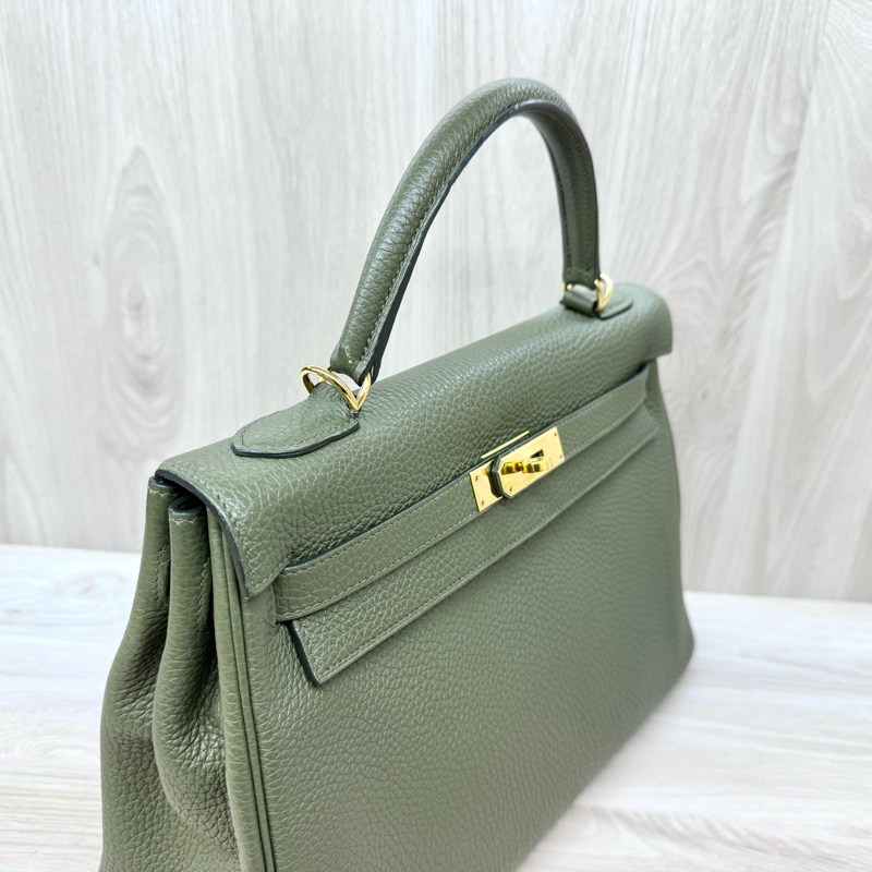 HERMES C6橄欖綠金釦Togo皮kelly32手提肩背-4
