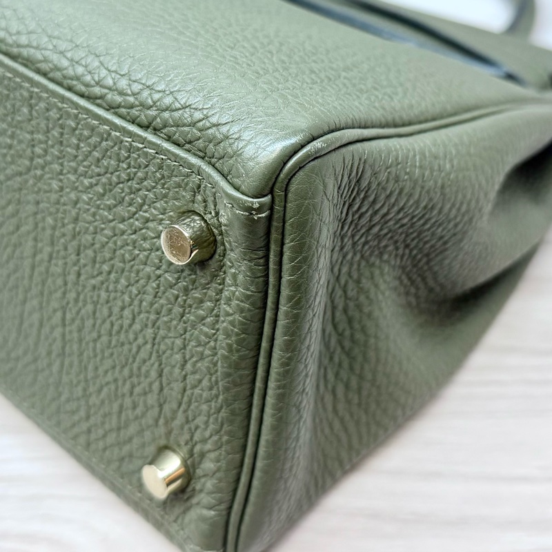 HERMES C6橄欖綠金釦Togo皮kelly32手提肩背-11
