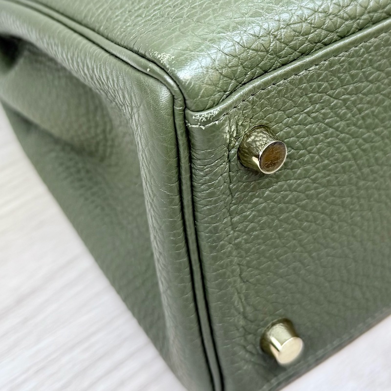HERMES C6橄欖綠金釦Togo皮kelly32手提肩背-12