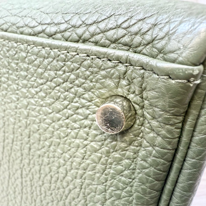 HERMES C6橄欖綠金釦Togo皮kelly32手提肩背-13