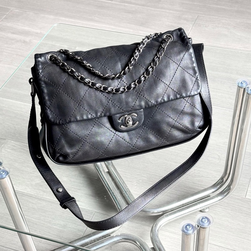 Chanel 黑銀雙鏈條機場包-2