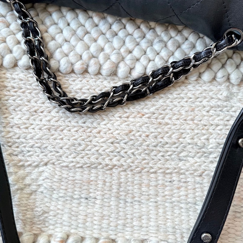 Chanel 黑銀雙鏈條機場包-4