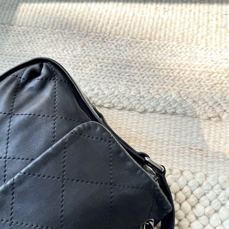 Chanel 黑銀雙鏈條機場包-8