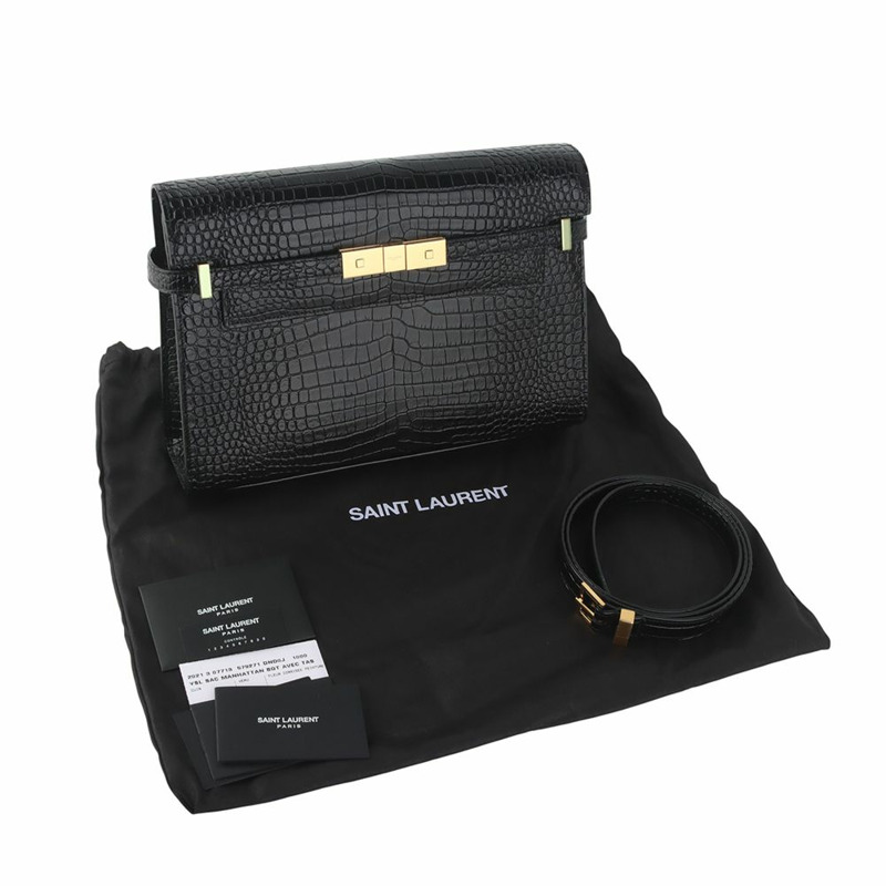 【包稅】SAINT LAURENT 鱷魚紋曼哈頓單肩包 579271-7