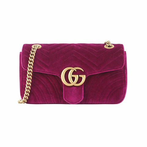 【包稅】GUCCI GG Marmont 天鵝絨馬特拉塞凸紋中型單肩包 35890Y