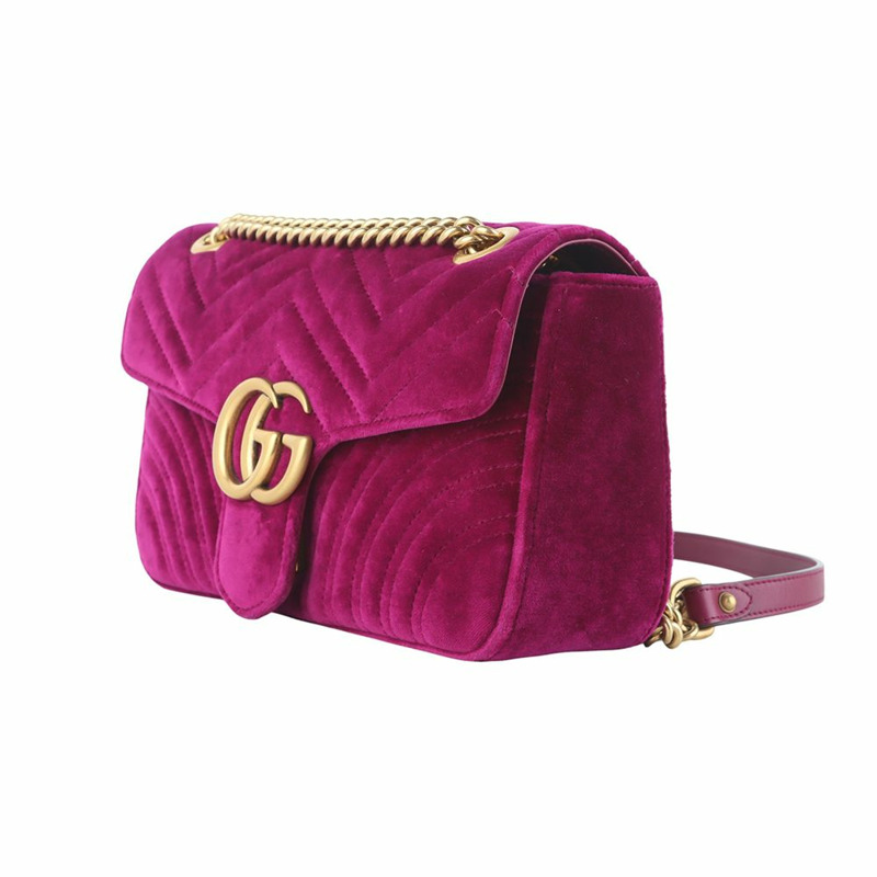 【包稅】GUCCI GG Marmont 天鵝絨馬特拉塞凸紋中型單肩包 35890Y-1