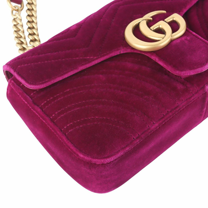 【包稅】GUCCI GG Marmont 天鵝絨馬特拉塞凸紋中型單肩包 35890Y-4