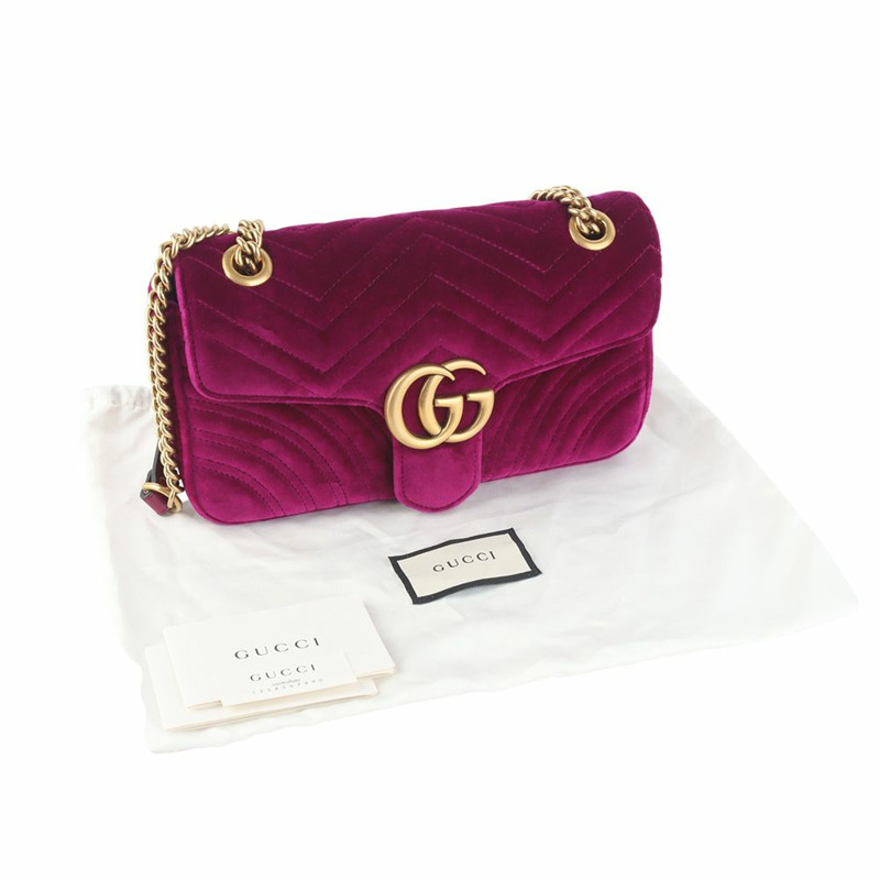 【包稅】GUCCI GG Marmont 天鵝絨馬特拉塞凸紋中型單肩包 35890Y-7