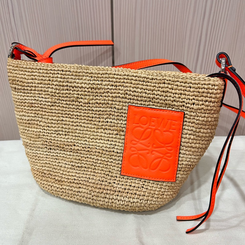 #近新 Loewe 撞色草編包 竹編包-2