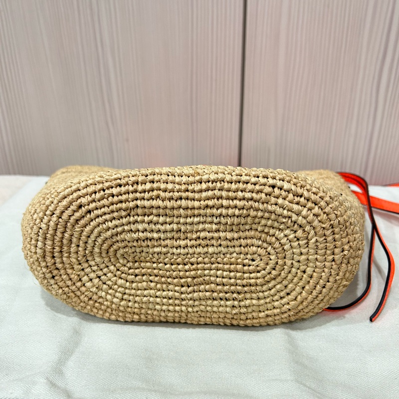 #近新 Loewe 撞色草編包 竹編包-3