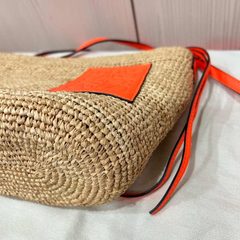 #近新 Loewe 撞色草編包 竹編包-4