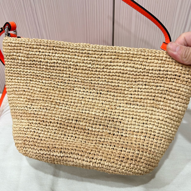 #近新 Loewe 撞色草編包 竹編包-6