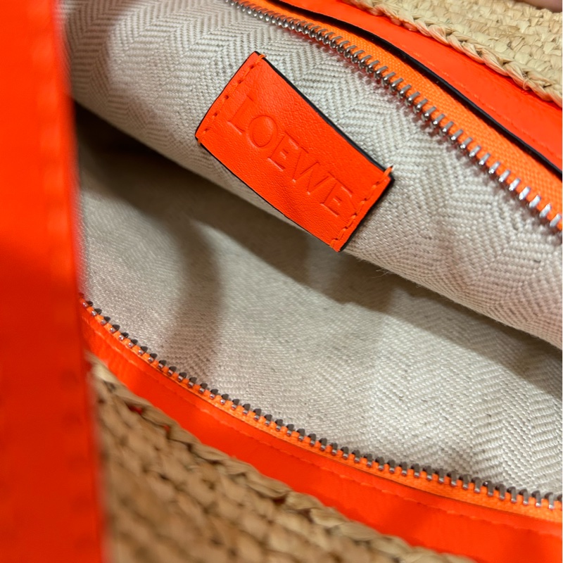 #近新 Loewe 撞色草編包 竹編包-8