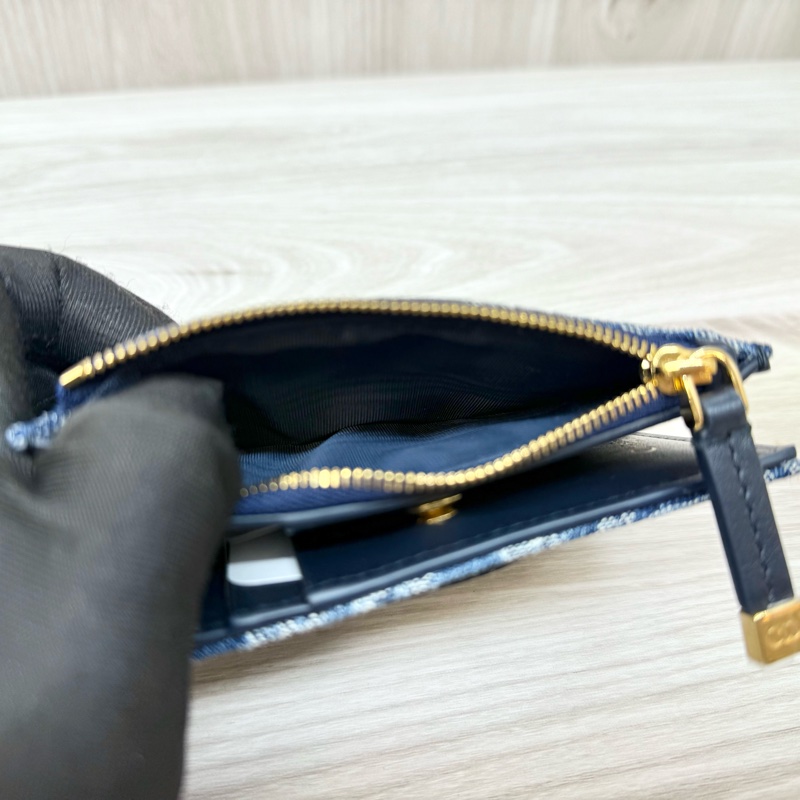 DIOR牛仔藍緹花金釦30 MontaigneDahlia對開短夾S2197UDCE-7