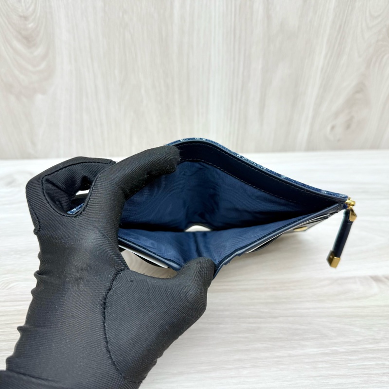 DIOR牛仔藍緹花金釦30 MontaigneDahlia對開短夾S2197UDCE-10