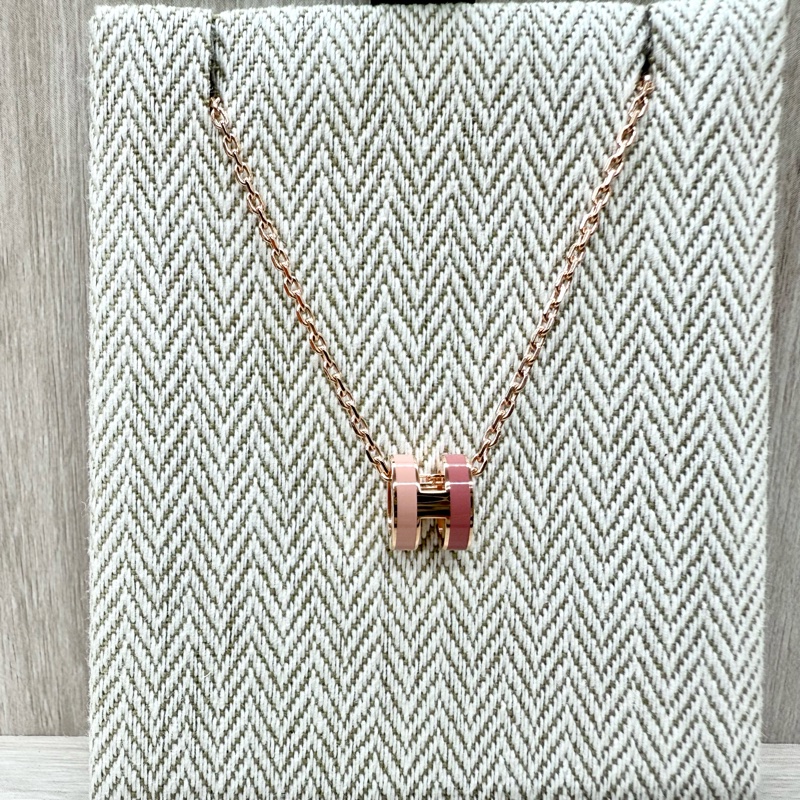 Hermes馬卡龍粉拼色Mini POP H 項鍊 H100066FO-1