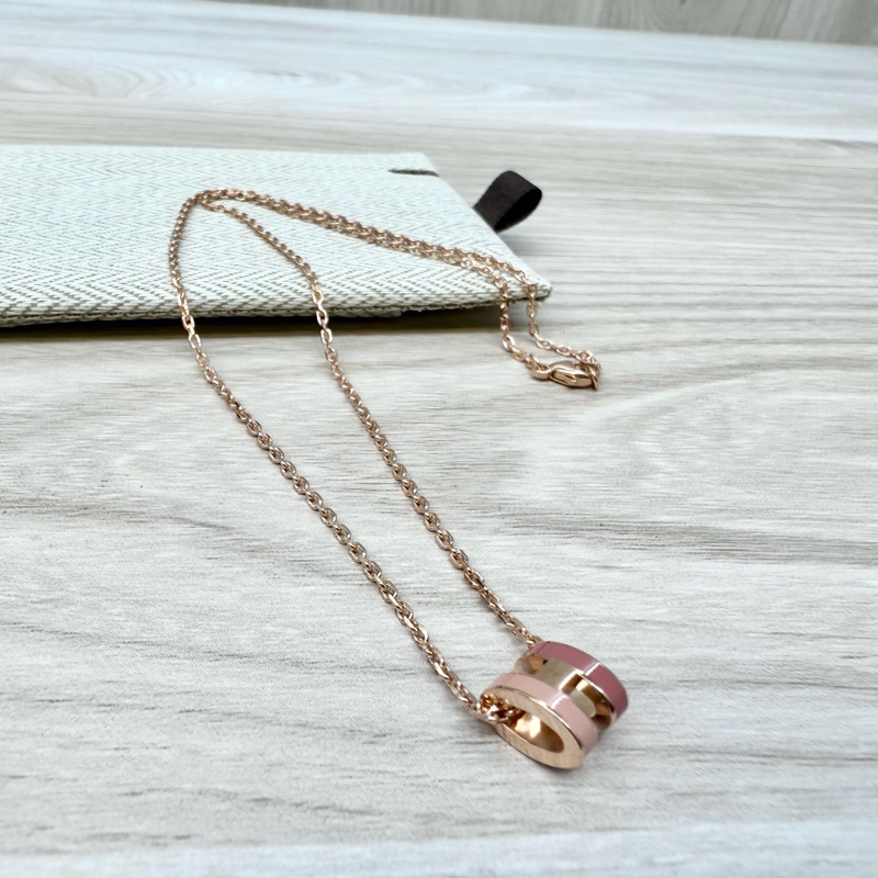 Hermes馬卡龍粉拼色Mini POP H 項鍊 H100066FO-3