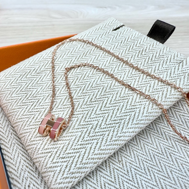 Hermes馬卡龍粉拼色Mini POP H 項鍊 H100066FO-4