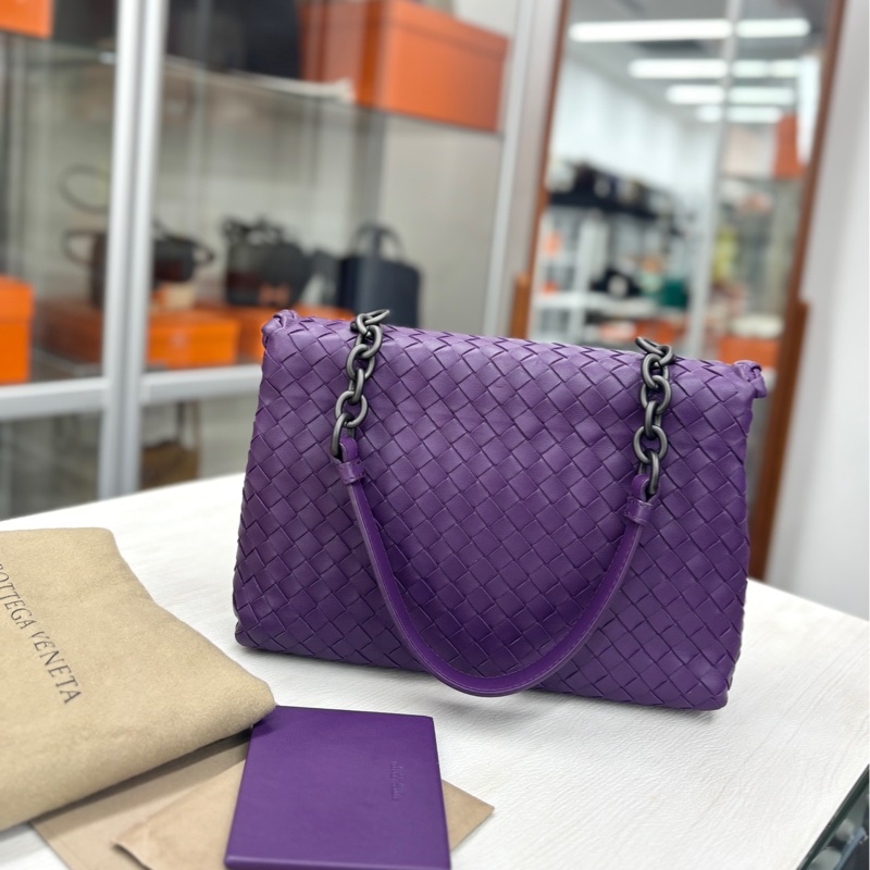 BV深紫色編織腋下包-3