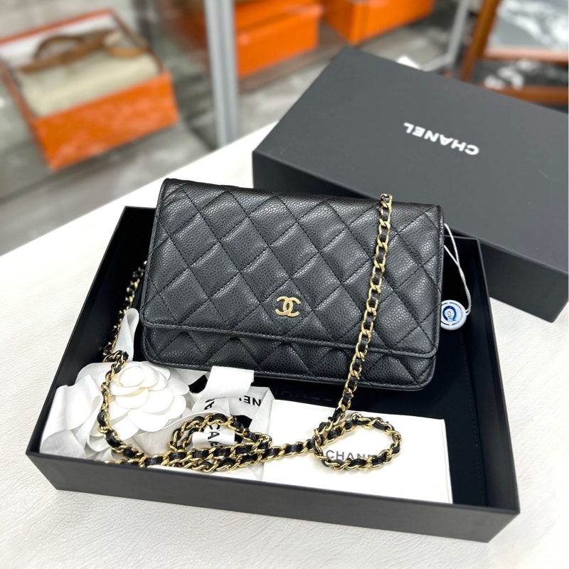 Chanel黑金荔枝牛皮WOC-0