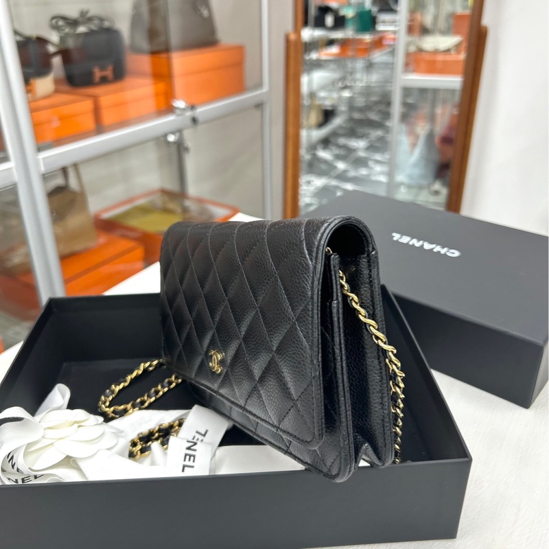 Chanel黑金荔枝牛皮WOC-1