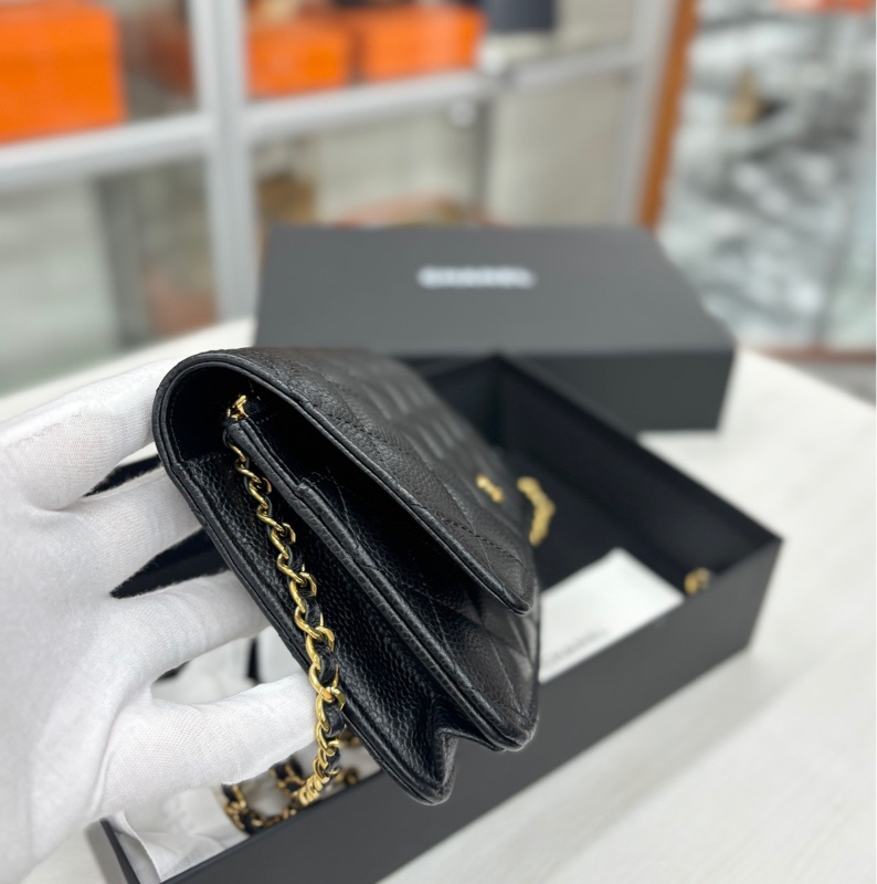 Chanel黑金荔枝牛皮WOC-2